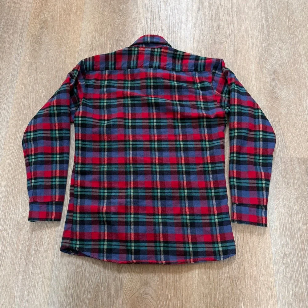 Vermont Flannel Co Plaid Button Down‎ Shirt Mens Small Red Blue Heavy Cotton USA
